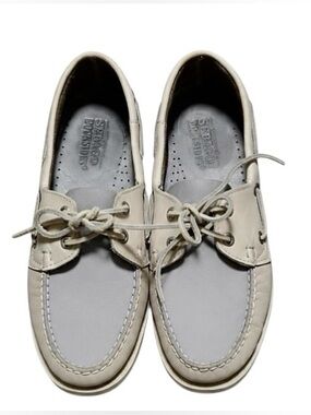 Sebago Docksides Portland Blue/Gray Boat Shoes Blokecore Coastal Preppy Size 9.5